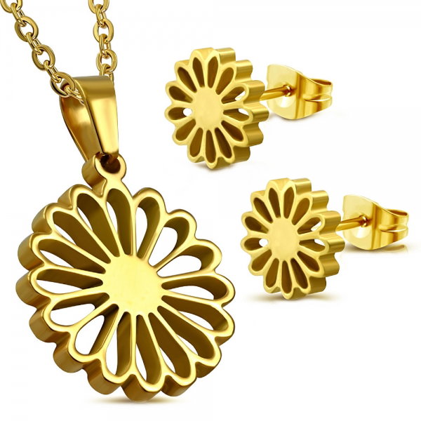 Set auriu din inox cu floricele [1]